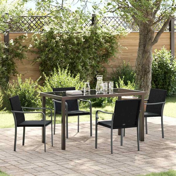 vidaXL Ensemble de salle à manger pour jardin 5 pcs Noir et gris