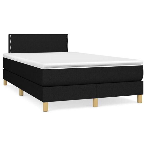 vidaXL Sommier &agrave; lattes de lit avec matelas noir 120x190 cm tissu
