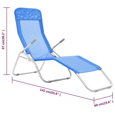 vidaXL Chaises longues pliables lot de 2 Textilène Bleu