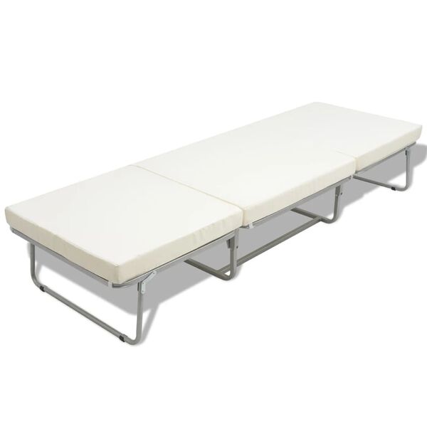 vidaXL Lit pliable avec matelas Blanc Acier 70x200 cm