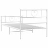 vidaXL Cadre de lit m&eacute;tal sans matelas avec pied de lit blanc 90x190cm