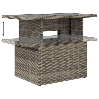 vidaXL Table de jardin dessus en verre gris 100x55x73cm résine tressée