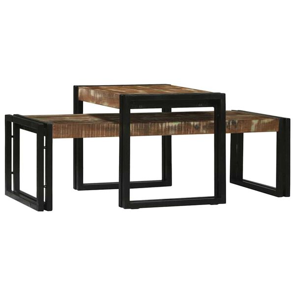vidaXL Table basse 2 pcs Multicolore bois de récupération massif