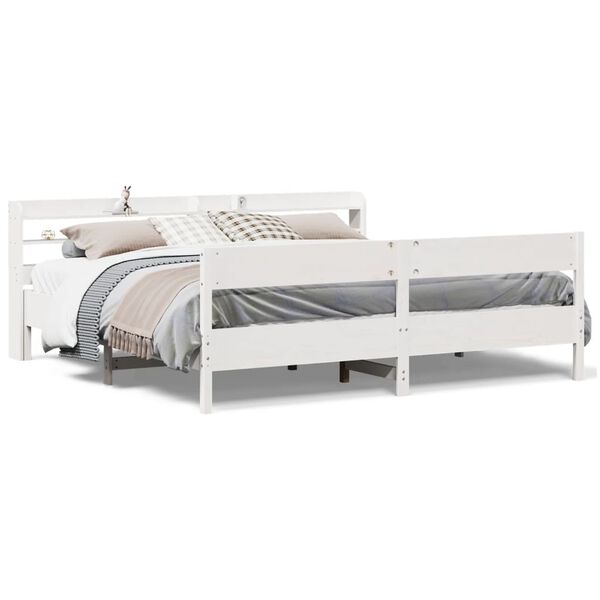 vidaXL Cadre de lit sans matelas blanc 200x200 cm bois massif de pin