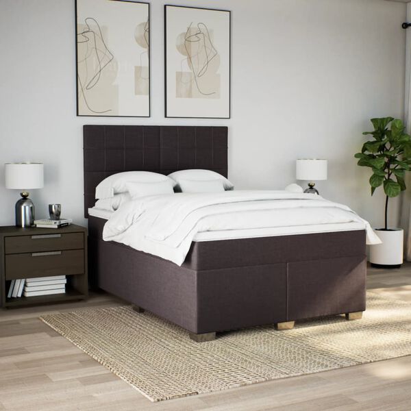 vidaXL Sommier &agrave; lattes de lit avec matelas Marron fonc&eacute; 140x190 cm