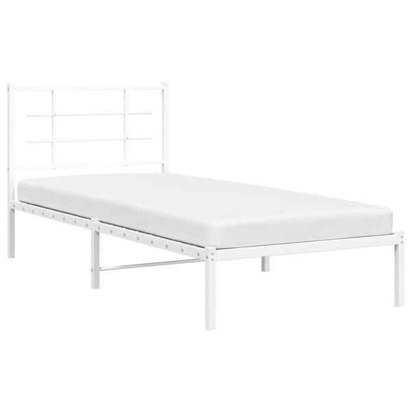 vidaXL Cadre de lit métal sans matelas avec tête de lit blanc 90x200cm