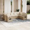 vidaXL Salon de jardin avec coussins 9 pcs beige r&eacute;sine tress&eacute;e