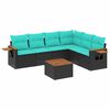 vidaXL Salon de jardin 7 pcs avec coussins noir r&eacute;sine tress&eacute;e