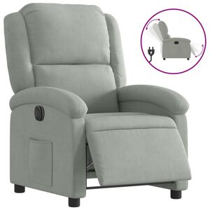 vidaXL Fauteuil inclinable &eacute;lectrique gris clair velours