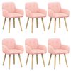 vidaXL Chaises de salle &agrave; manger 6 pc Boucl&eacute; Rose 59 x 56,5 x 85 cm