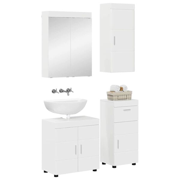 vidaXL Ensemble de mobilier de salle de bain TULUM Blanc brillant