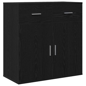 vidaXL Buffet avec tiroir Ch&ecirc;ne noir 78 x 38 x 80 cm Bois d'ing&eacute;nierie