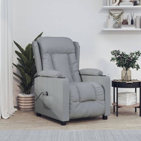 vidaXL Fauteuil inclinable &eacute;lectrique Gris clair Tissu
