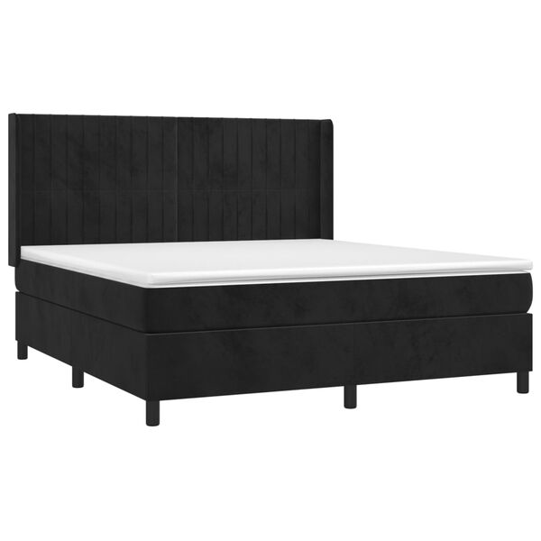 vidaXL Sommier &agrave; lattes de lit matelas et LED Noir 160x200 cm Velours