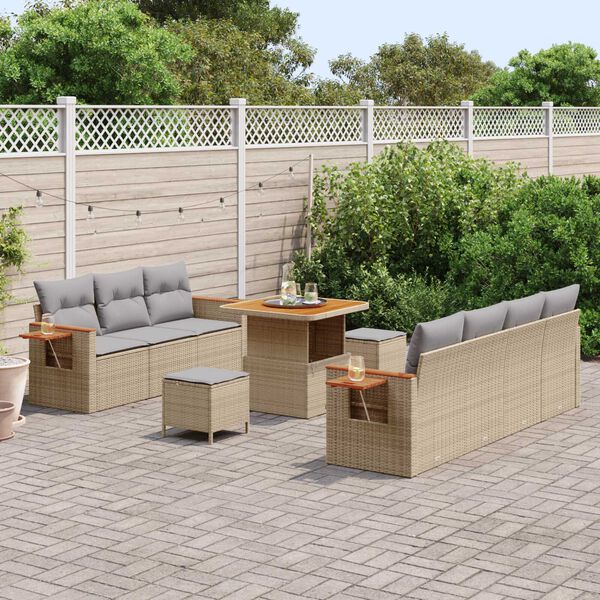 vidaXL Ensemble de canap&eacute; de jardin 10 pcs Beige et Gris clair