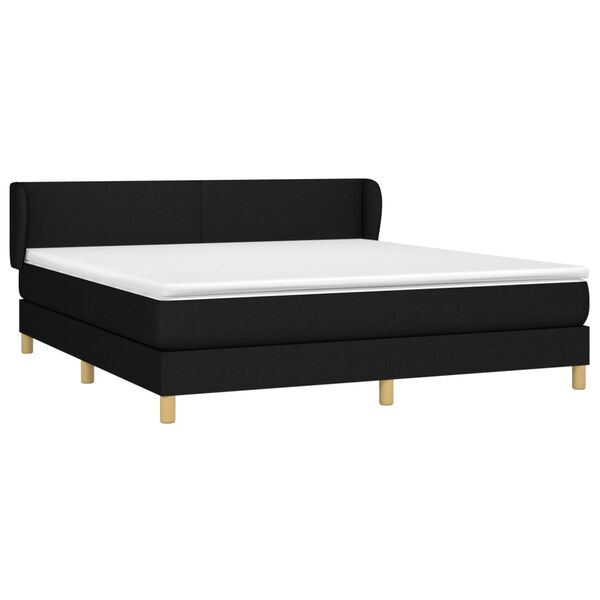 vidaXL Sommier &agrave; lattes de lit avec matelas Noir 180x200 cm Tissu
