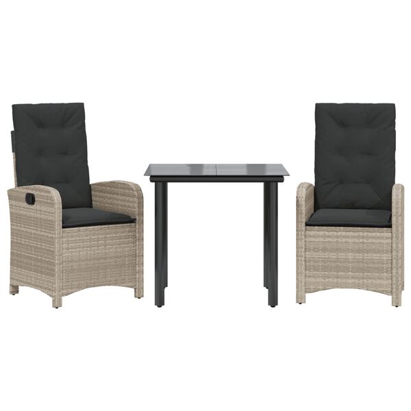 vidaXL Ensemble &agrave; manger de jardin et coussins 9 pcs gris clair rotin