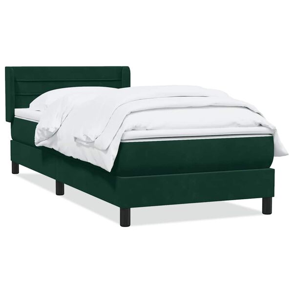 vidaXL Sommier &agrave; lattes de lit et matelas vert fonc&eacute; 90x220 cm velours