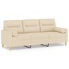 vidaXL Canap&eacute; 3 places avec oreillers d&eacute;coratifs cr&egrave;me 180 cm tissu