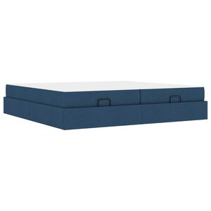 vidaXL Cadre de lit avec matelas avec matelas 2 pcs Bleu tissu