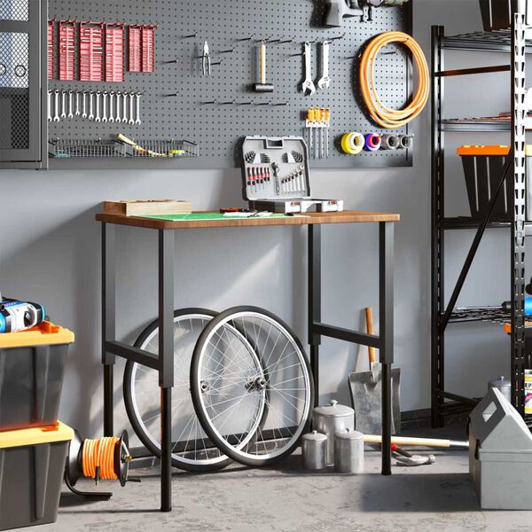 vidaXL &Eacute;tabli marron fonc&eacute; bois de ch&ecirc;ne massif rectangulaire