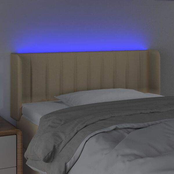 vidaXL T&ecirc;te de lit &agrave; LED Cr&egrave;me 93x16x78/88 cm Tissu