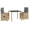 vidaXL Ensemble de repas ext&eacute;rieur 3 pcs Beige et Gris clair