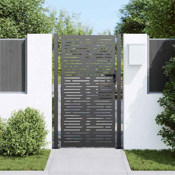 vidaXL Porte de Jardin Noir 85 x 180 cm Acier enduit de poudre