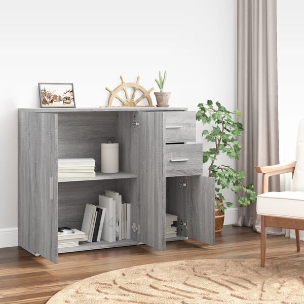 vidaXL Buffet Sonoma gris 91x29,5x75 cm Bois d'ingénierie