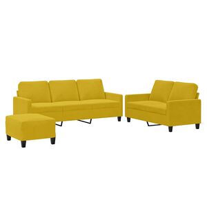 vidaXL Ensemble de canap&eacute;s 3 pcs avec coussins Jaune Velours