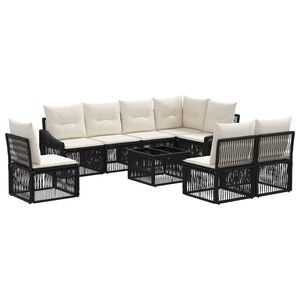 vidaXL Ensemble de canap&eacute; de jardin 9 pc Noir polyrotin