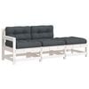 vidaXL Salon de jardin 3 pcs avec coussins blanc bois massif