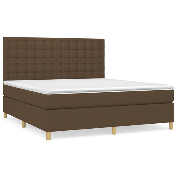 vidaXL Sommier &agrave; lattes de lit avec matelas Marron fonc&eacute; 160x200 cm