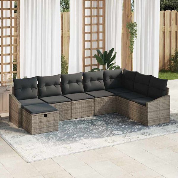 vidaXL Ensemble de canapé de jardin 8 pcs Gris 55 x 62 x 69 cm