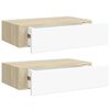 vidaXL &Eacute;tag&egrave;res &agrave; tiroir murales 2 pcs Ch&ecirc;ne et blanc 40x23,5x10cm MDF