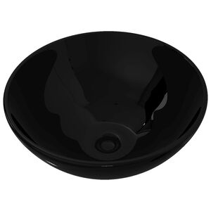 vidaXL Bassin d'&eacute;vier rond c&eacute;ramique Noir pour salle de bain