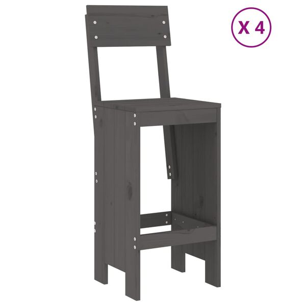 vidaXL Ensemble de bar de jardin 5 pcs gris bois de pin massif