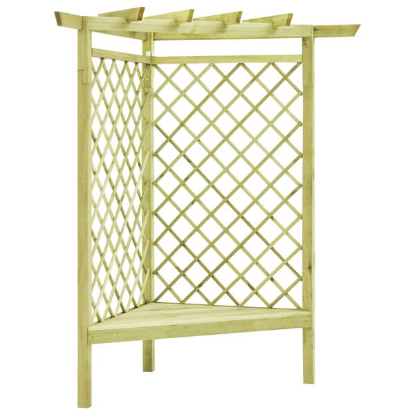 vidaXL Pergola d'angle avec si&egrave;ge 130x130x197 cm Pin impr&eacute;gn&eacute;
