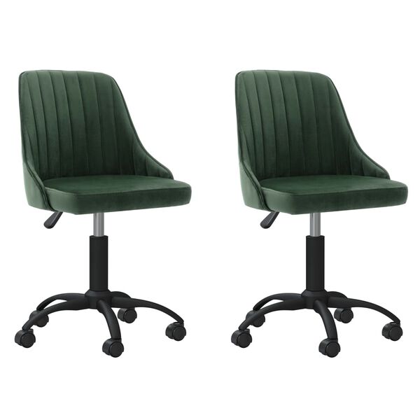 vidaXL Chaises pivotantes &agrave; manger lot de 2 vert fonc&eacute; velours