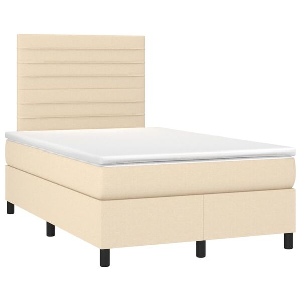 vidaXL Sommier &agrave; lattes de lit avec matelas cr&egrave;me 120x190 cm tissu