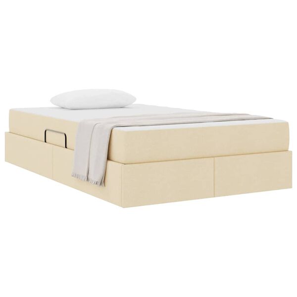 vidaXL Lit avec rangement et matelas Cr&egrave;me 120 x 200 cm Polyester