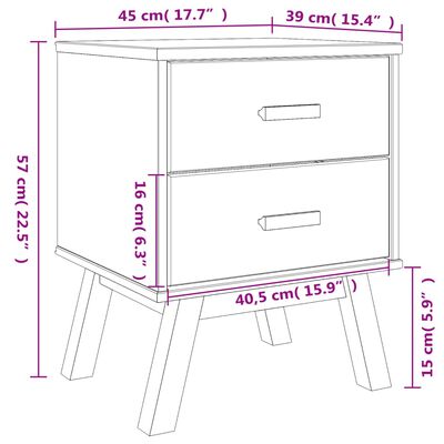 vidaXL Table de chevet OLDEN gris et marron bois de pin solide