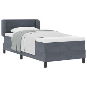 vidaXL Lit &agrave; ressorts avec matelas Gris fonc&eacute; 90 x 190 cm Velours