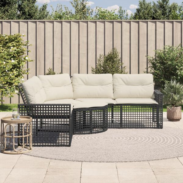 vidaXL Canap&eacute; de jardin et coussins et repose-pied en forme de L rotin