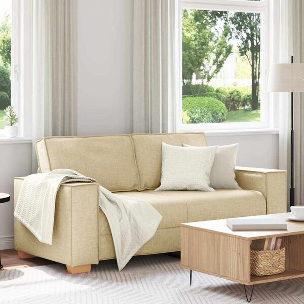 vidaXL Canap&eacute; 2 places Cr&egrave;me 140 cm Tissu