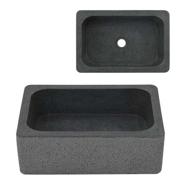 vidaXL Lavabo 45 x 30 x 15 cm Pierre de rivière Noir