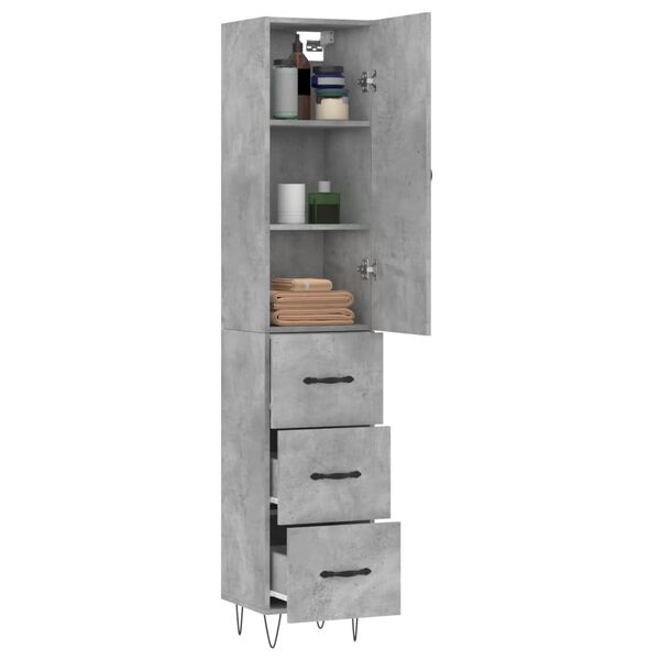 vidaXL Buffet haut Gris b&eacute;ton 34,5x34x180 cm Bois d'ing&eacute;nierie