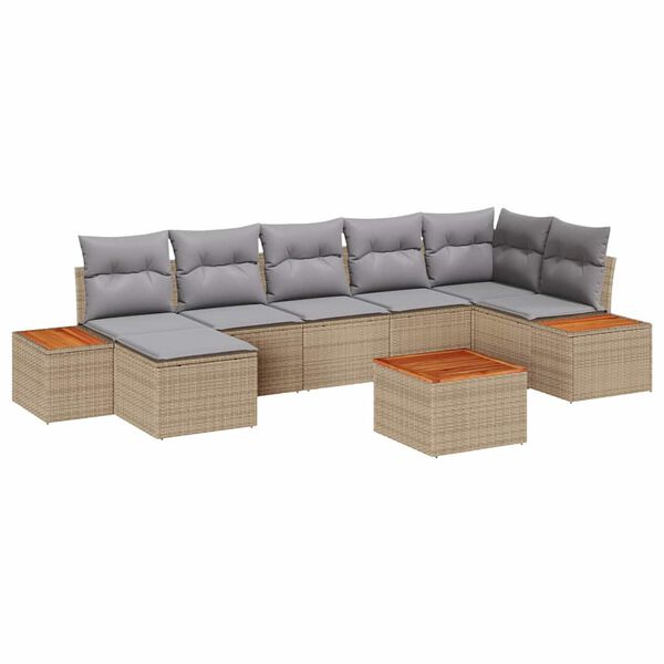 vidaXL Ensemble de canap&eacute; de jardin 8 pcs Beige et Gris clair