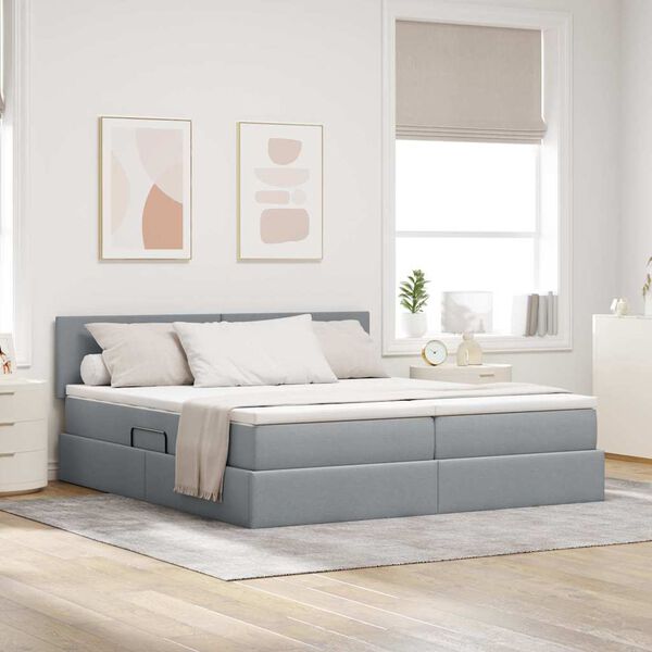 vidaXL Lit de Rangement Gris clair 200 x 200 cm Cuir synth&eacute;tique