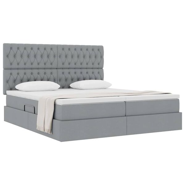 vidaXL Lit de Rangement Gris clair 180 x 200 cm Cuir synth&eacute;tique